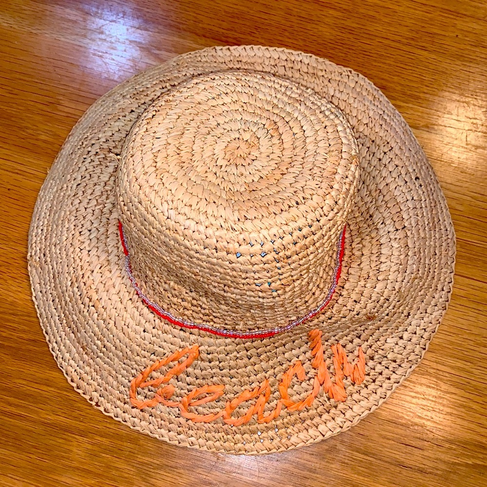 Echo Straw Sun Hat “Beach” Sun Visor Cap~ - image 5